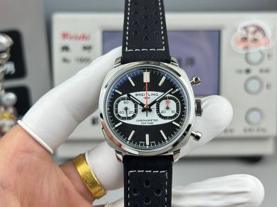 BLS Factory Breitling Top Time 38mm 7750 Movement Cowhide Leather Strap Black Face Watch